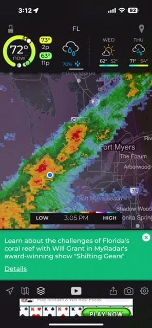 Weather during our arrival at Captiva Island