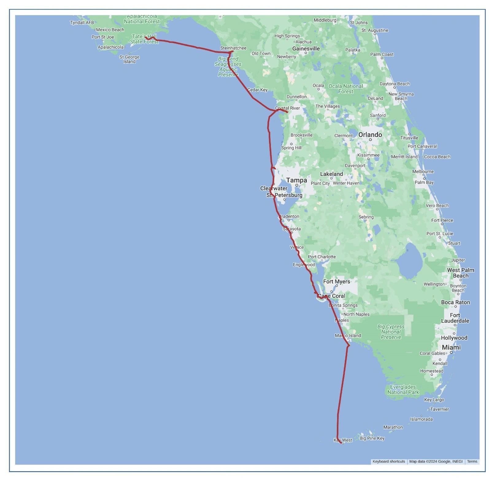 534 statute miles in the Gulf of Mexico