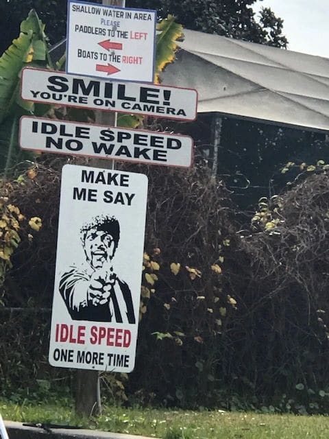 No wake in manatee areas (during dinghy ride)