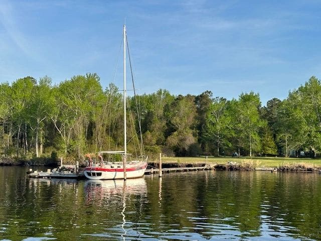 Leaving Belhaven, channel before Alligator River.