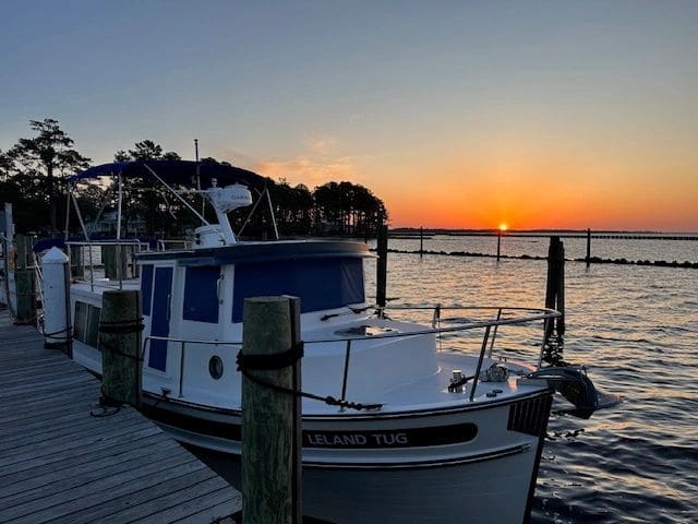 Survived the Pamlico crossing and windy dockage. LT at Grand Manor marina, Belhaven NC.
