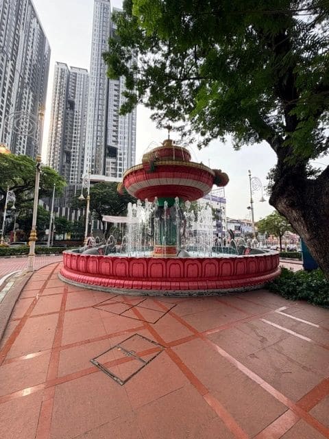 Unique fountain - swans, elephants, each piece selected for particular meaning