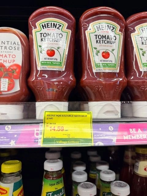 Heinz ketchup, $3.60