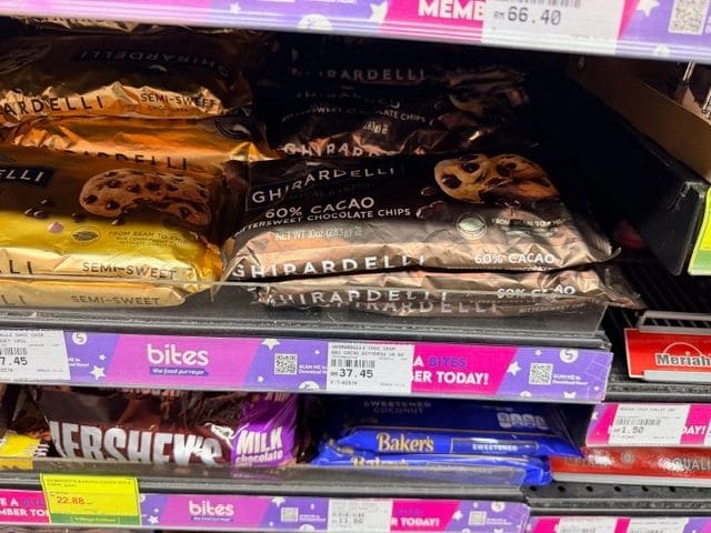 Ghiradelli chocolate chips, $9.23