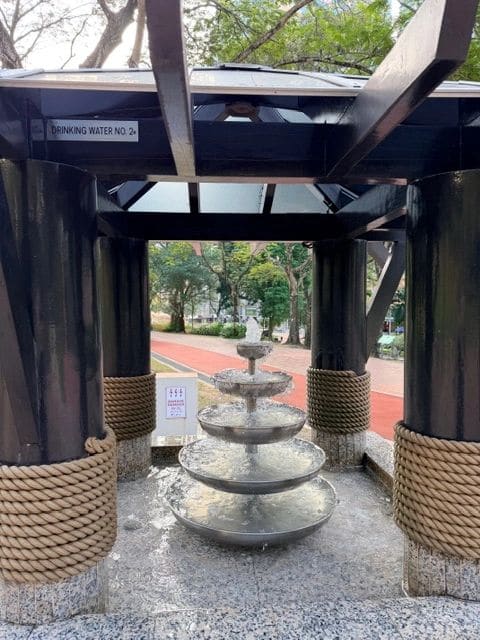 Drinking foundtain -- the actual fountains for people are on the side with signs designating "Filtered Water"