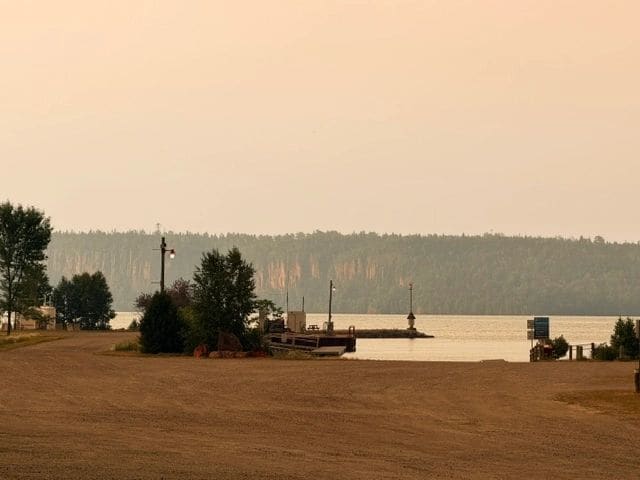 Back at marina - sky is starting to be impacted by fires