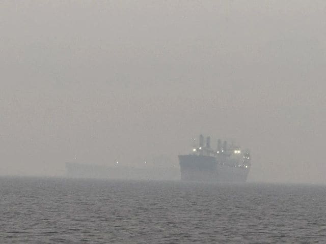 Dodging anchored freighters coming into Thunder Bay