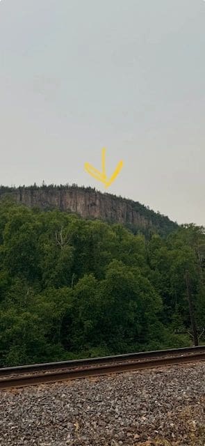 On way to Nipigon, we were where the arrow is; on the way back, we were where the photo is being taken!