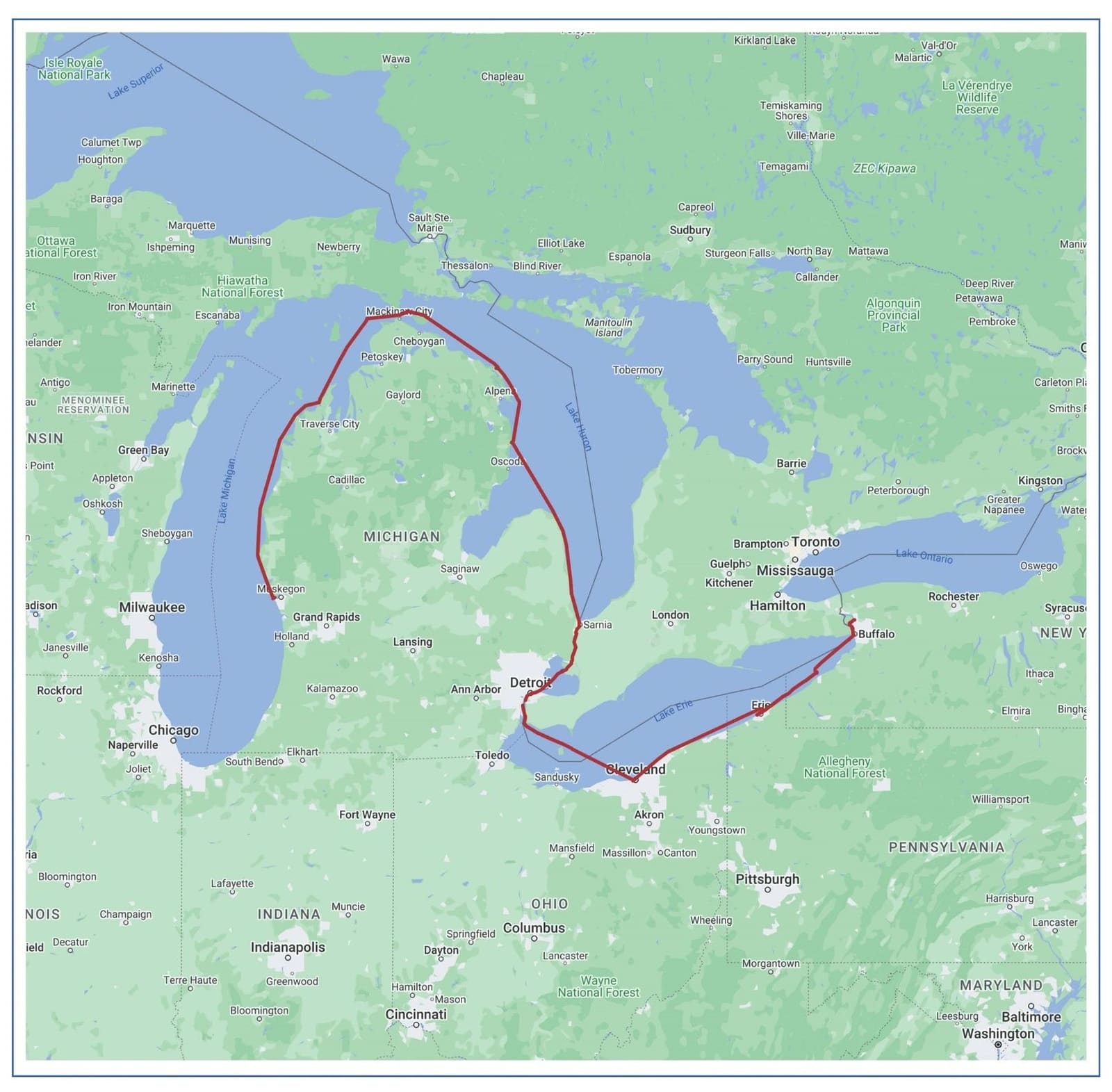 The Great Lakes segment: 856.5 miles