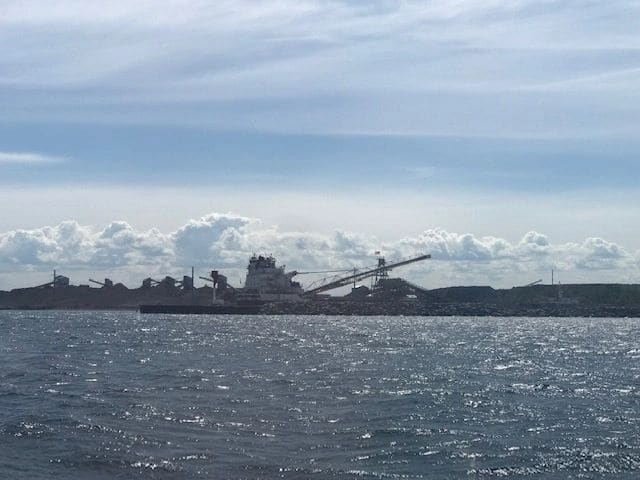 Nearly to Presque Isle, one barge is occupying the dock.....