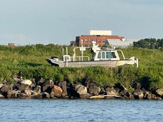 In the channel to the marinas