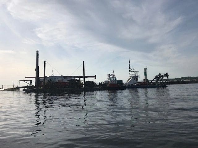 Passing the dredge barge