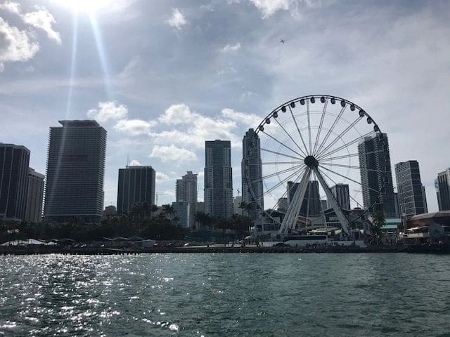 Passing Miami, traveling from Lignumvitae Key to Biscayne Bay.
