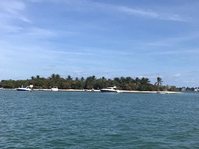 Looking east, University Cove (m1080) anchorage in Biscayne Bay.