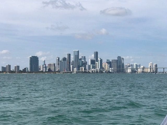 Passing Miami, traveling from Lignumvitae Key to Biscayne Bay.