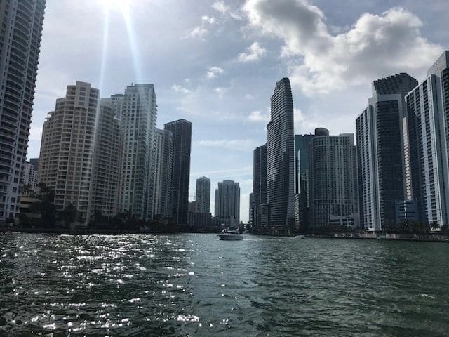 Passing Miami, traveling from Lignumvitae Key to Biscayne Bay.
