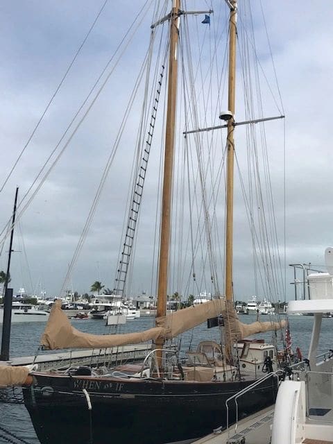 Restored schooner built for General Patton, at Perry Marina, Stock Island: the When and If (WHEN I return from the war, and IF I survive)