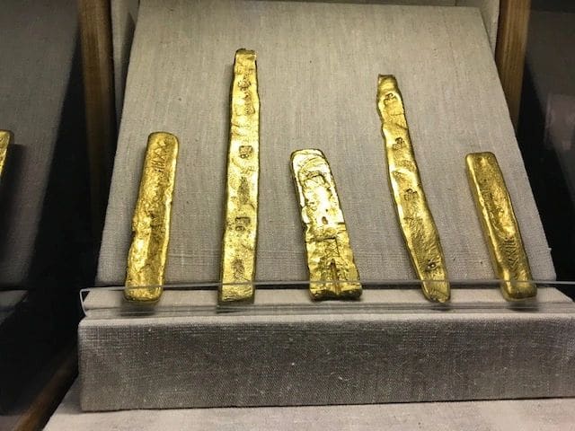 Finger bars, so called because the assayer drew with his finger a line in the sand and poured the molten gold in itld into the form