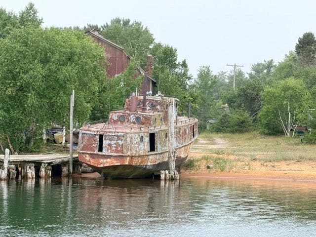 Whitefish Point marina shore area.