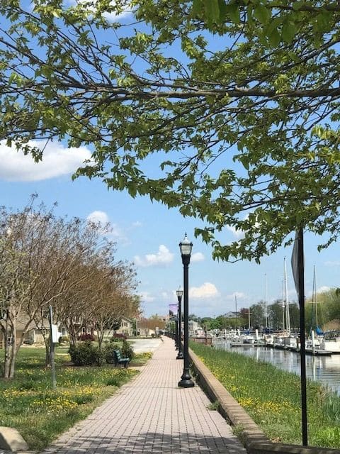 A pleasant walk from the marina to Delaware City