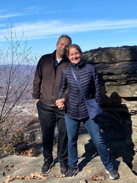 Cliffish area atop Lookout Mountain, difficult for me to stand there without Rob’s firm grip